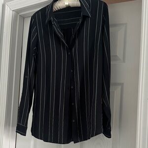 Express Black and White Striped Blouse